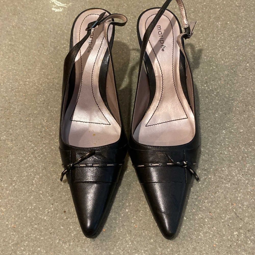 Maripe Black Slingback Heels 8M EUC